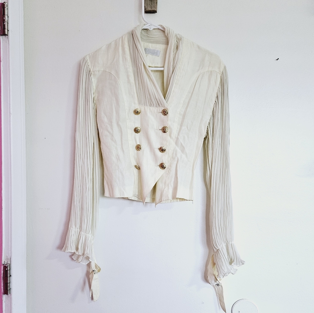 v i n t a g e military buttons pirate style Satin Blouse